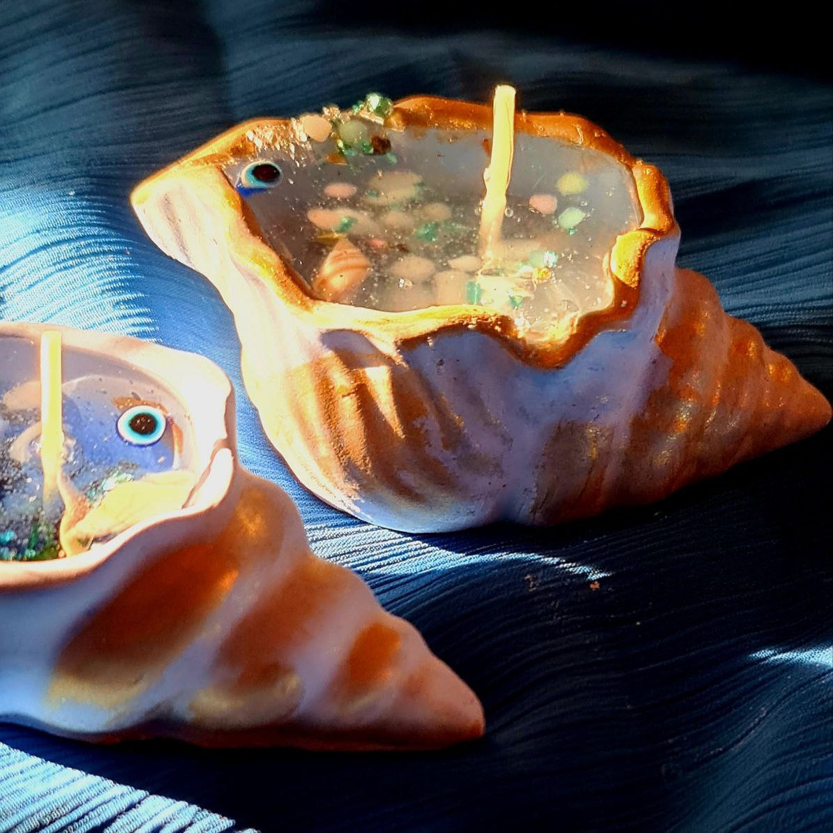 Handmade candle in gypsum container “shell”