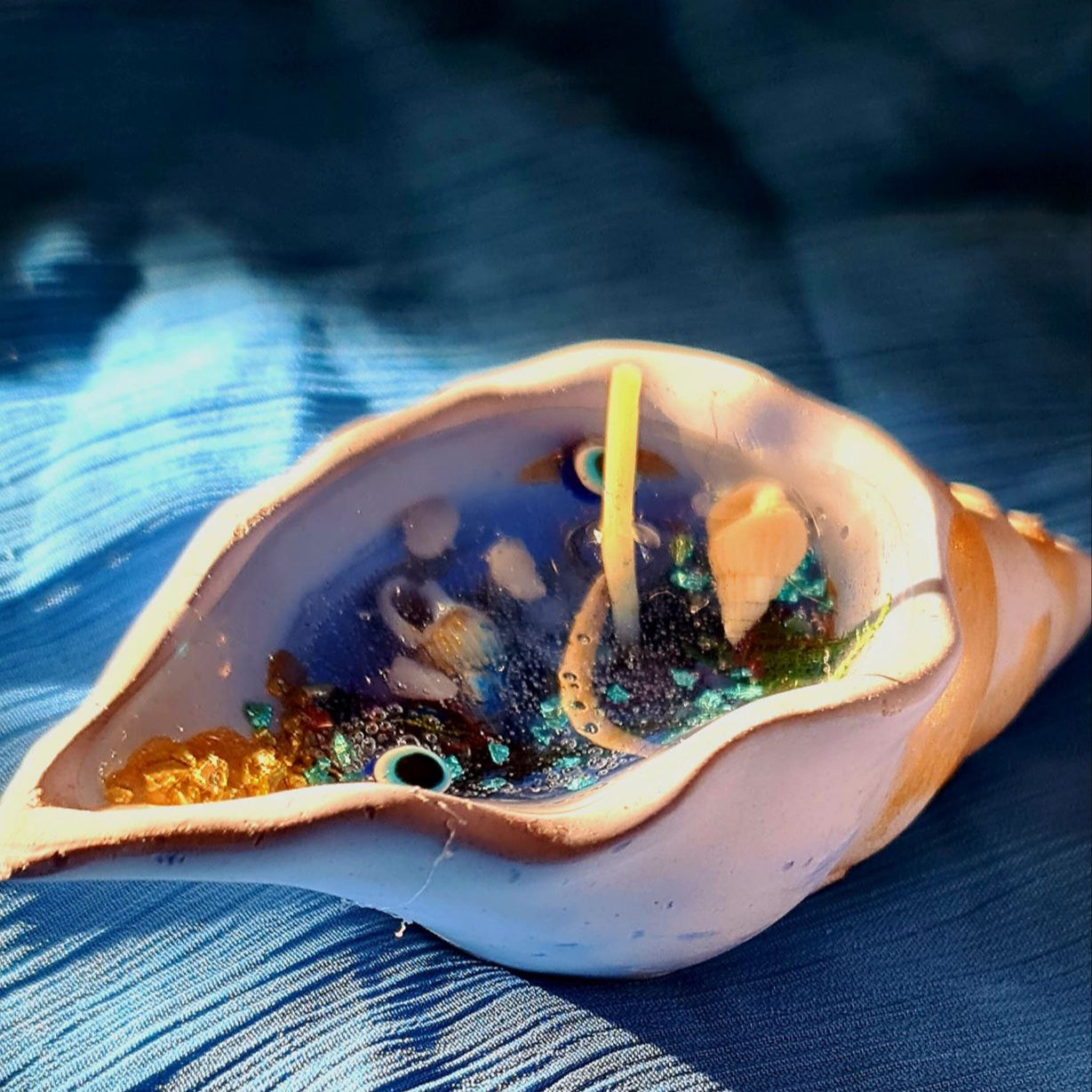Handmade candle in gypsum container “shell”